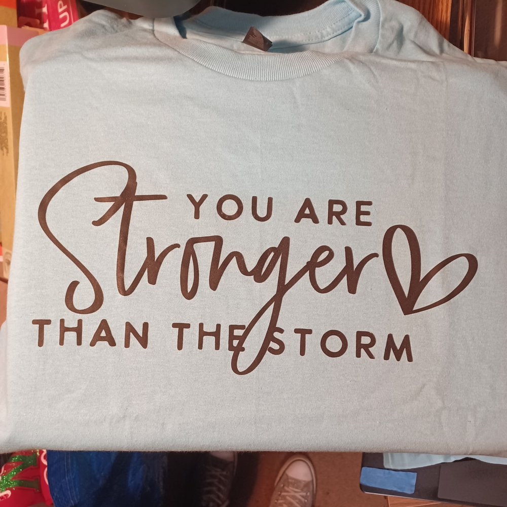 Light Blue Graphic Tee with Inspirational Quote